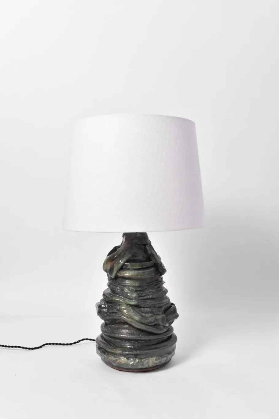 New Pamono Green and Black Ceramic Lamp by Helder