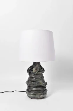 New Pamono Green and Black Ceramic Lamp by Helder