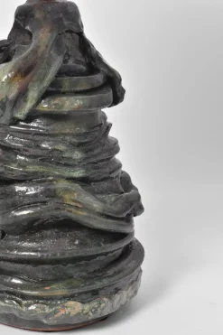 New Pamono Green and Black Ceramic Lamp by Helder