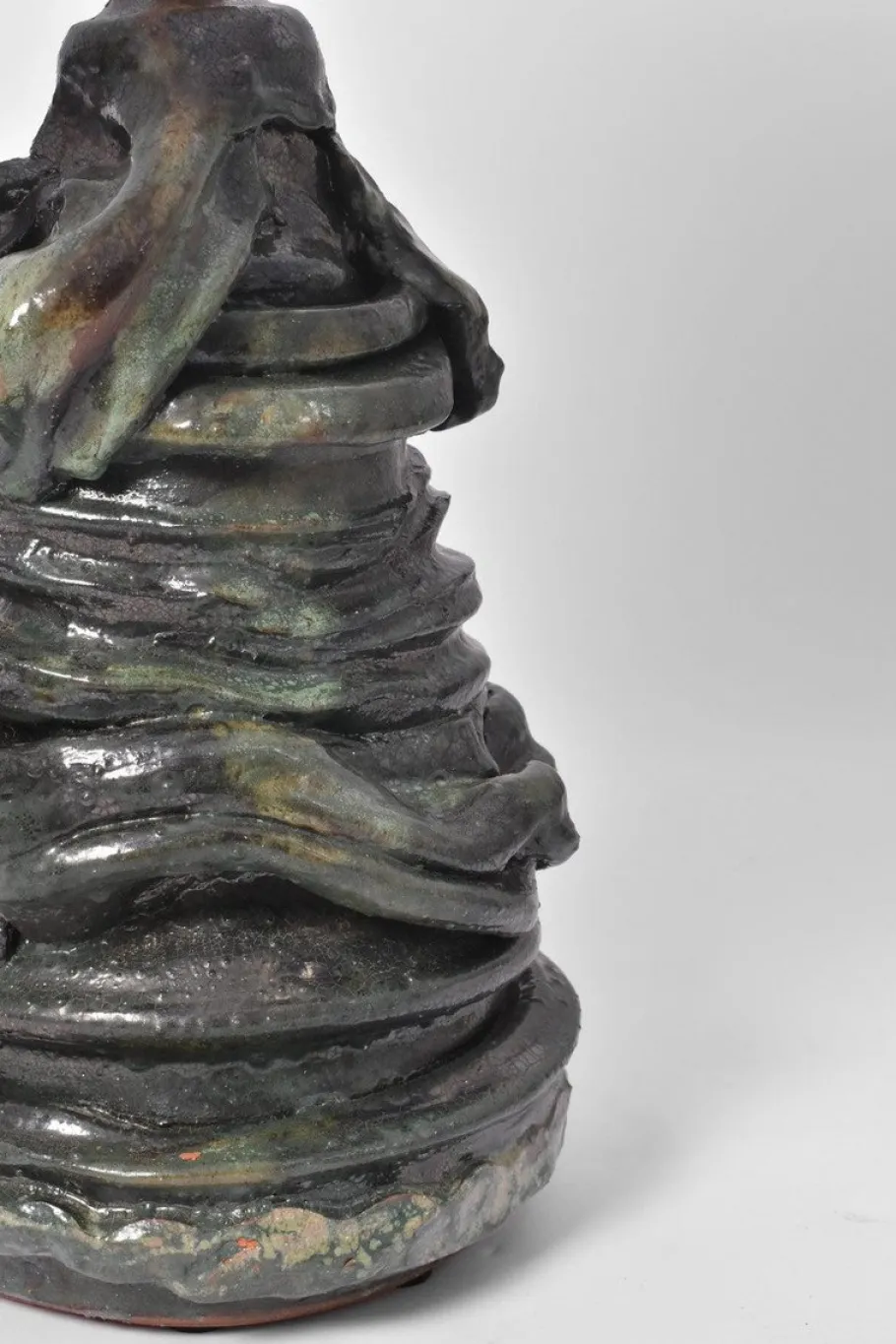 New Pamono Green and Black Ceramic Lamp by Helder