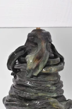 New Pamono Green and Black Ceramic Lamp by Helder