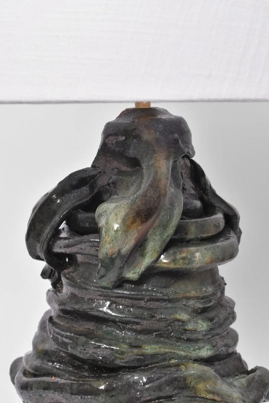 New Pamono Green and Black Ceramic Lamp by Helder