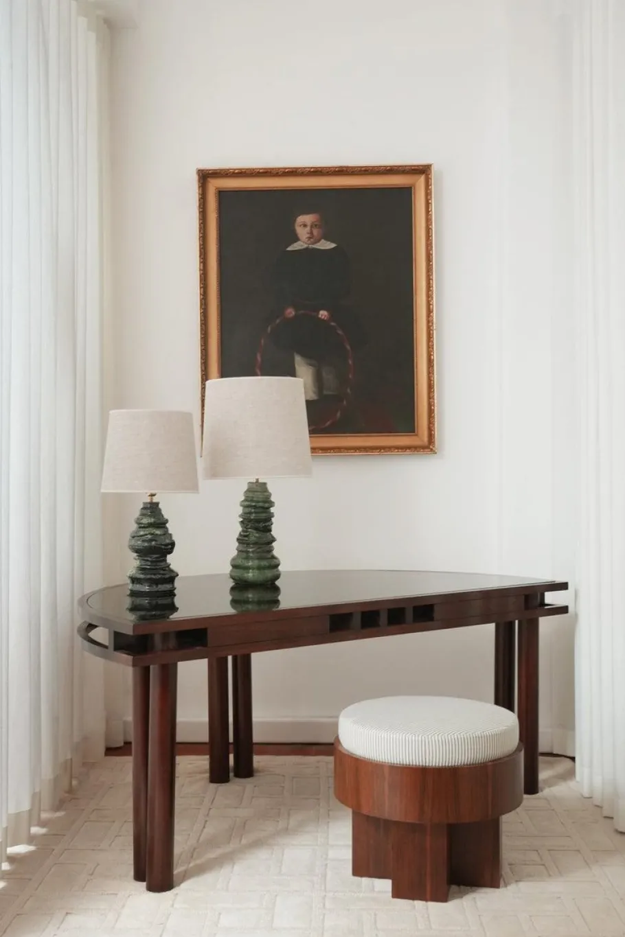 New Pamono Green and Black Ceramic Lamp by Helder