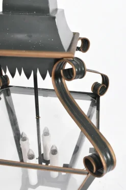 New Pamono Green and Gold Painted Sheet Metal Lantern, 1970s