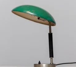 Pamono Green and Metal Table Lamp attributed to Harald Notini for Arvid Böhlmarks, 1930s