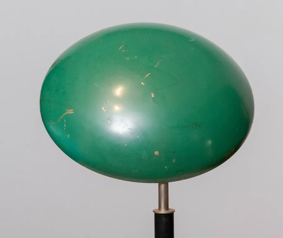 Pamono Green and Metal Table Lamp attributed to Harald Notini for Arvid Böhlmarks, 1930s