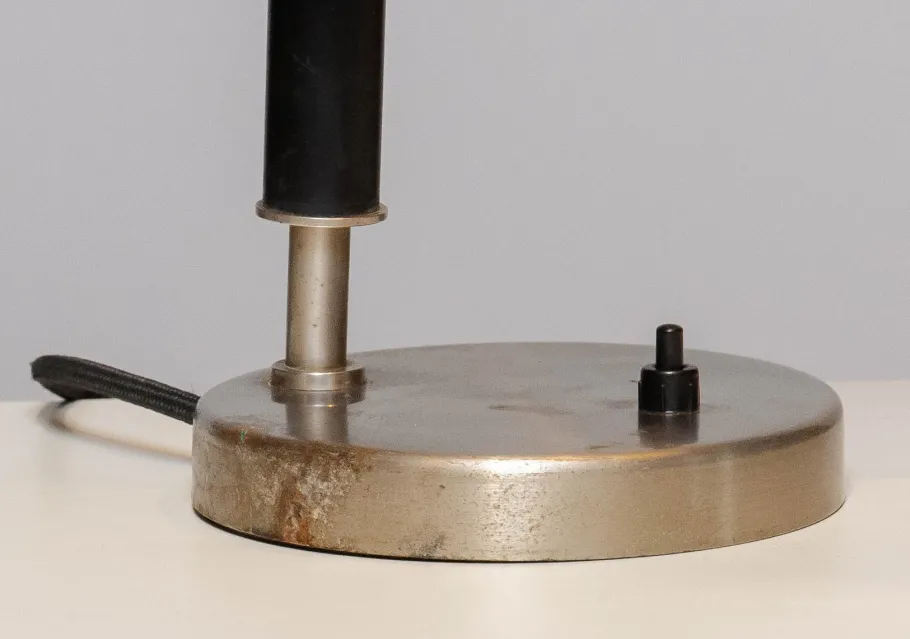 Pamono Green and Metal Table Lamp attributed to Harald Notini for Arvid Böhlmarks, 1930s