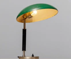 Pamono Green and Metal Table Lamp attributed to Harald Notini for Arvid Böhlmarks, 1930s