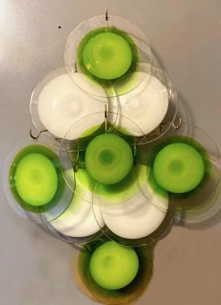 Hot Pamono Green and White Disc Murano Glass Sconces or Wall Lights, Set of 2