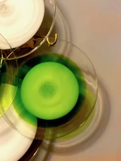 Hot Pamono Green and White Disc Murano Glass Sconces or Wall Lights, Set of 2