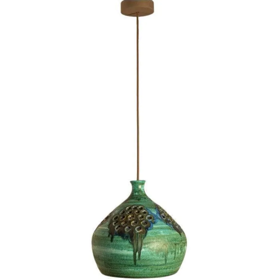 Online Pamono Green, Blue and Brown Ceramic Pendant, Denmark, 1960s