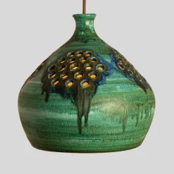 Online Pamono Green, Blue and Brown Ceramic Pendant, Denmark, 1960s