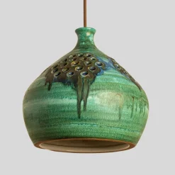 Online Pamono Green, Blue and Brown Ceramic Pendant, Denmark, 1960s