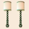 New Pamono Green Ceramic Floor Lamp from Kaiser with Silk Lampshade by R. Houben, 1960s