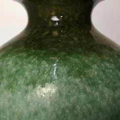 New Pamono Green Ceramic Floor Lamp from Kaiser with Silk Lampshade by R. Houben, 1960s