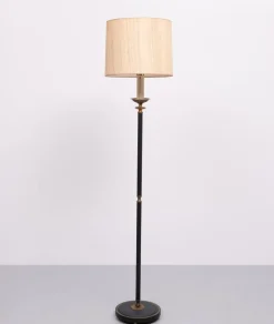 Sale Pamono Green Leather Floor Lamp in the style of Jacques Adnet, France, 1950s