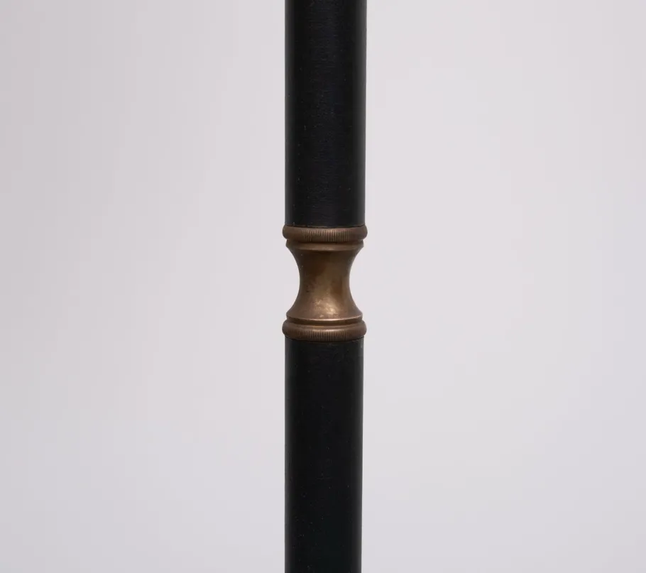 Sale Pamono Green Leather Floor Lamp in the style of Jacques Adnet, France, 1950s