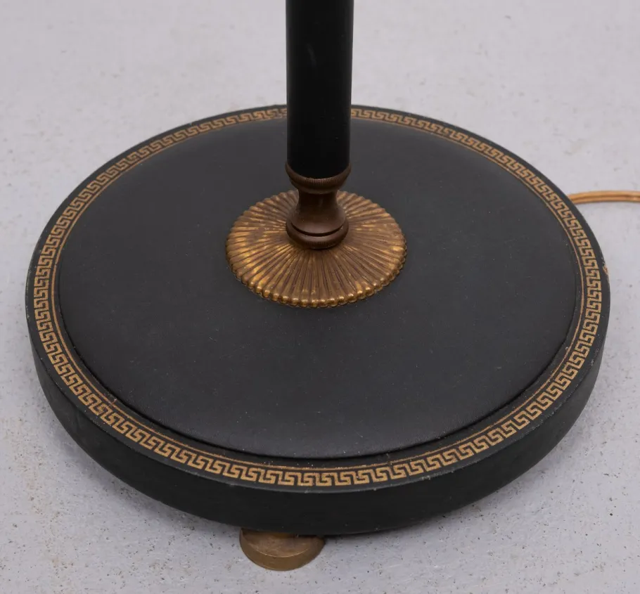 Sale Pamono Green Leather Floor Lamp in the style of Jacques Adnet, France, 1950s