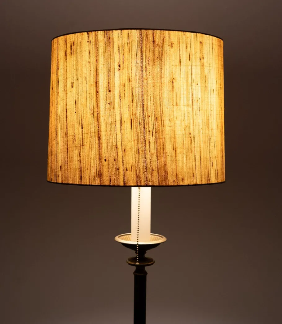 Sale Pamono Green Leather Floor Lamp in the style of Jacques Adnet, France, 1950s