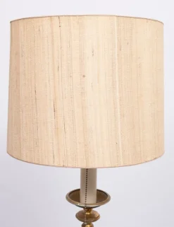 Sale Pamono Green Leather Floor Lamp in the style of Jacques Adnet, France, 1950s