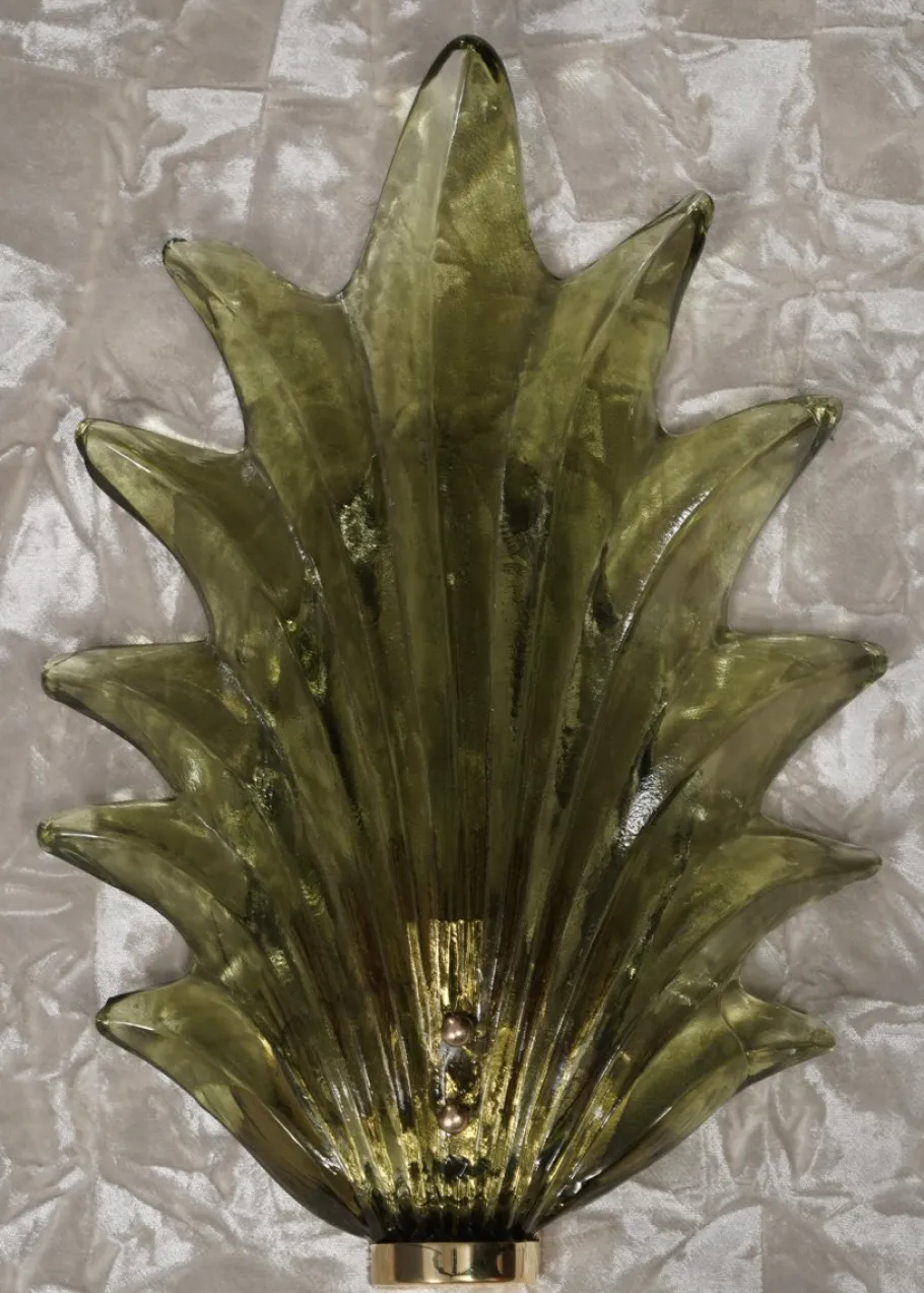 Clearance Pamono Green Murano Glass and Brass Wall Sconce, 2000
