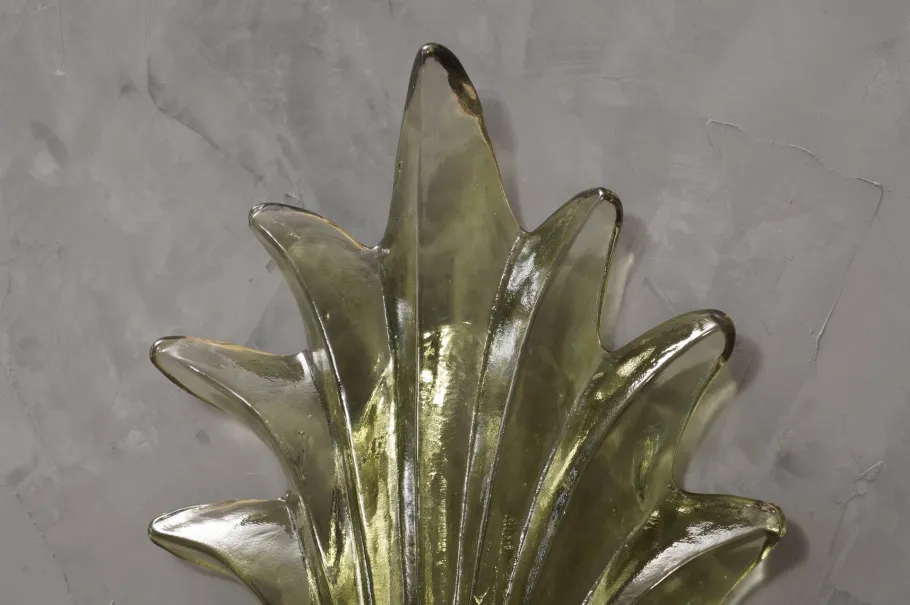 Clearance Pamono Green Murano Glass and Brass Wall Sconce, 2000