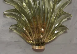 Clearance Pamono Green Murano Glass and Brass Wall Sconce, 2000