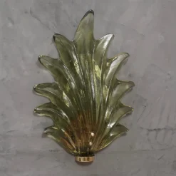 Clearance Pamono Green Murano Glass and Brass Wall Sconce, 2000