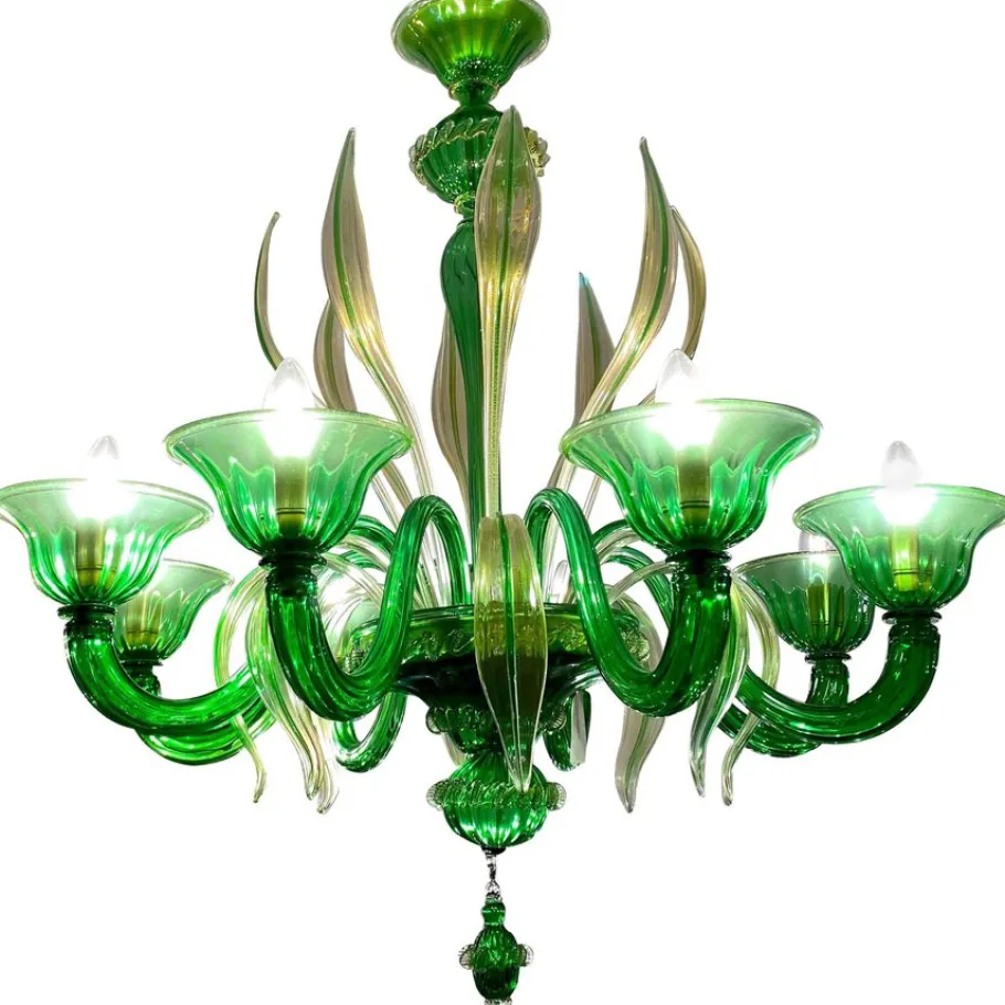 New Pamono Green Murano Glass Chandelier, Venice, 1990s