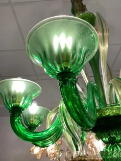 New Pamono Green Murano Glass Chandelier, Venice, 1990s