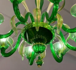 New Pamono Green Murano Glass Chandelier, Venice, 1990s