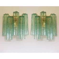 New Pamono Green Tronchi Murano Glass Wall Sconces by Simoeng, Set of 2