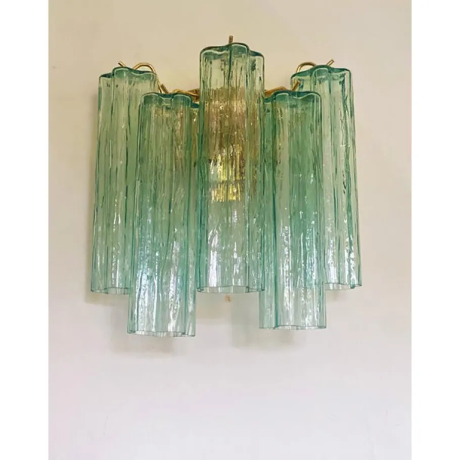 New Pamono Green Tronchi Murano Glass Wall Sconces by Simoeng, Set of 2