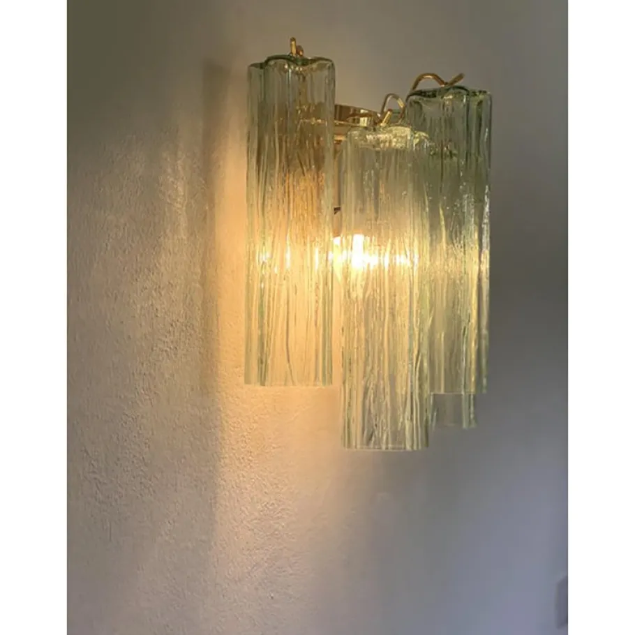 New Pamono Green Tronchi Murano Glass Wall Sconces by Simoeng, Set of 2