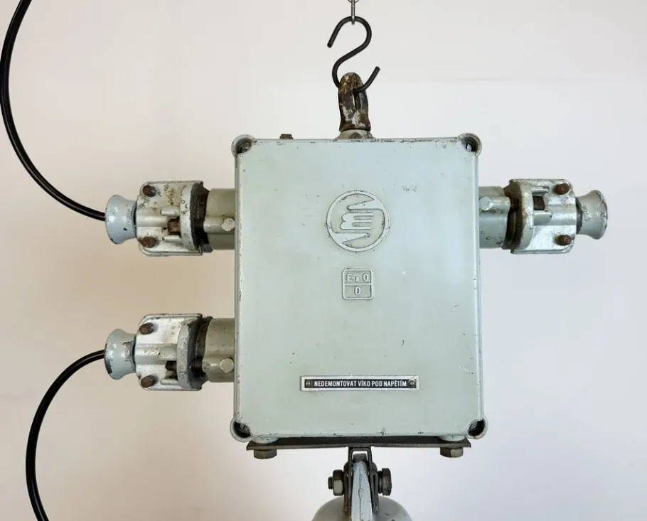 Best Pamono Grey Cast Aluminium Explosion Proof Pendant Lamp with Enameled Shade from Elektrosvit, 1970s