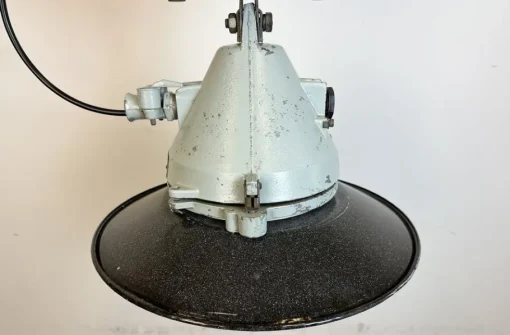 Best Pamono Grey Cast Aluminium Explosion Proof Pendant Lamp with Enameled Shade from Elektrosvit, 1970s