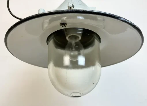 Best Pamono Grey Cast Aluminium Explosion Proof Pendant Lamp with Enameled Shade from Elektrosvit, 1970s