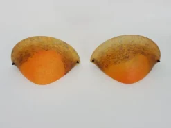 New Pamono Half-Moon Wall Lights in Orange-Blue Glass Paste, 1980s, Set of 2
