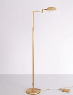 Clearance Pamono Halogen Brass Swing Arm Floor Lamp, Germany, 1980s
