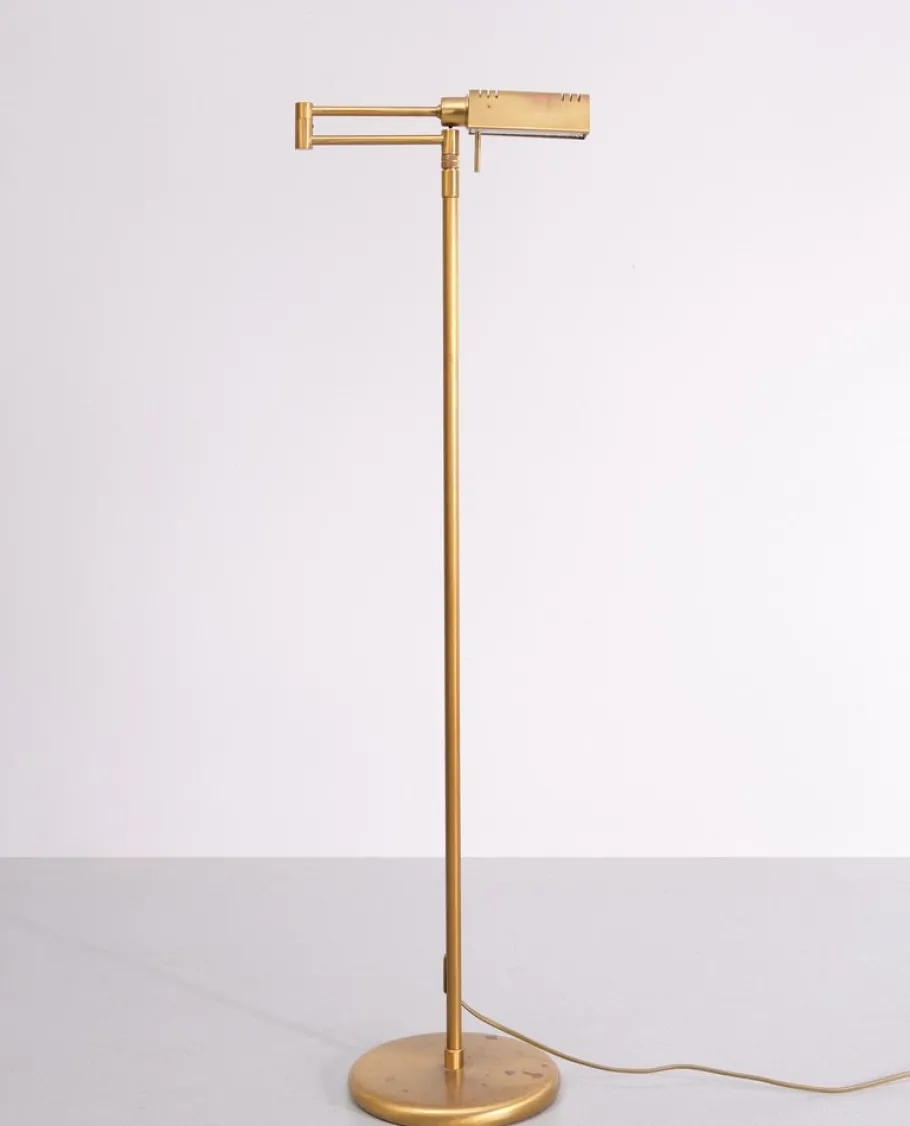 Clearance Pamono Halogen Brass Swing Arm Floor Lamp, Germany, 1980s