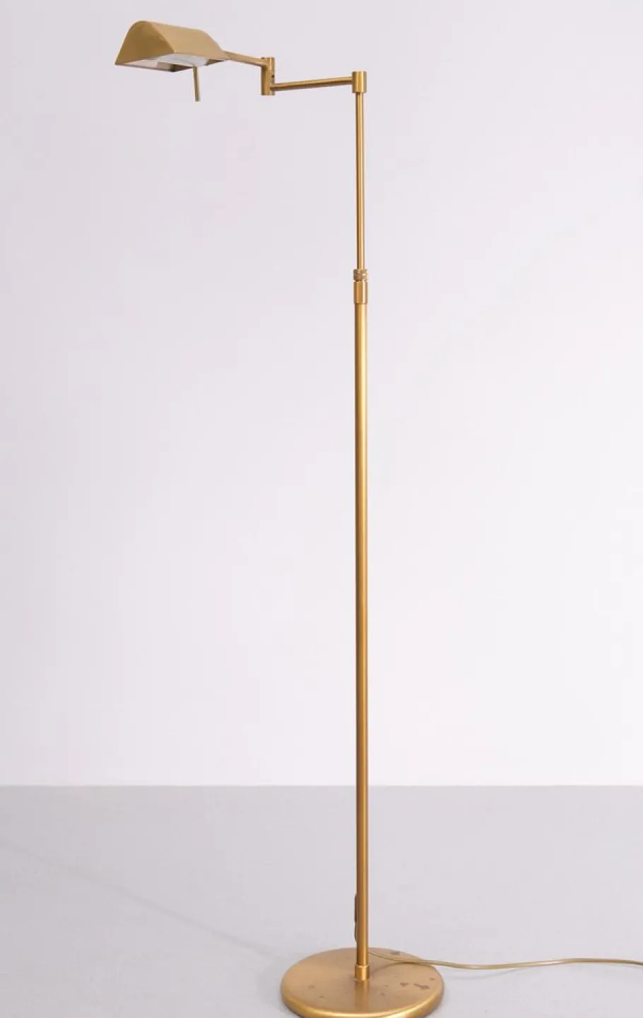 Clearance Pamono Halogen Brass Swing Arm Floor Lamp, Germany, 1980s