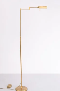 Clearance Pamono Halogen Brass Swing Arm Floor Lamp, Germany, 1980s