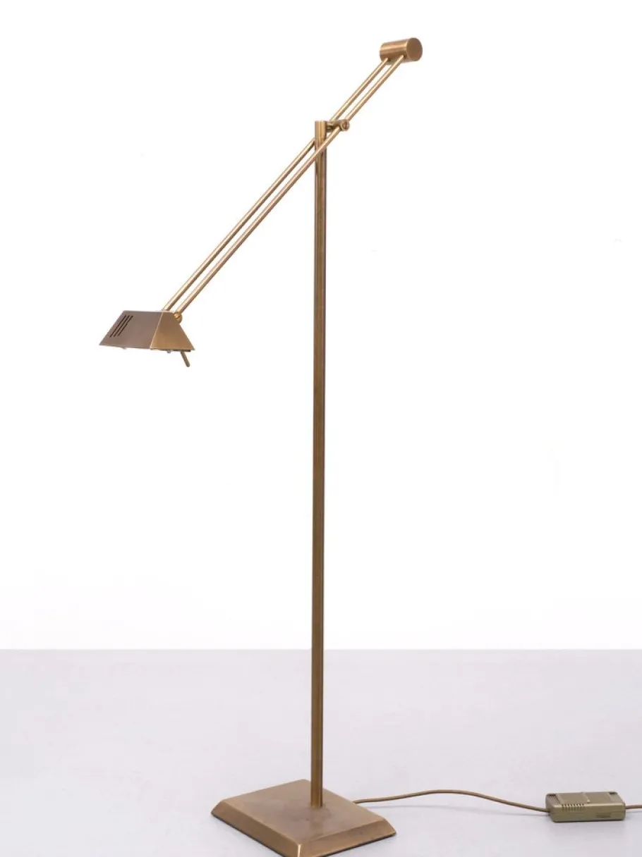 New Pamono Halogen Bronze Floor Lamp by Egon Hillebrand, Germany, 1980s