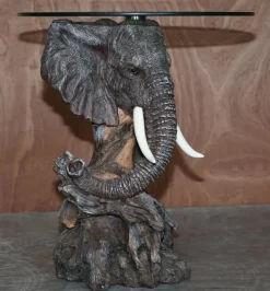 New Pamono Hand Painted Elephant's Head Side Lamp Table