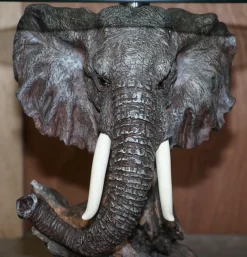 New Pamono Hand Painted Elephant's Head Side Lamp Table