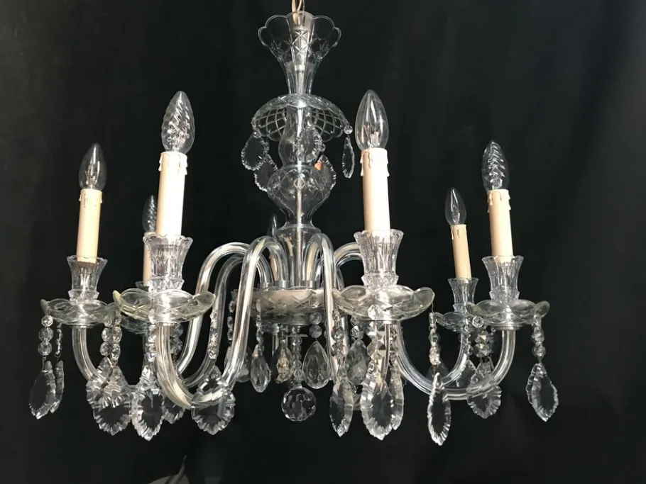 New Pamono Hand-Cut Crystal Chandelier, 1950s