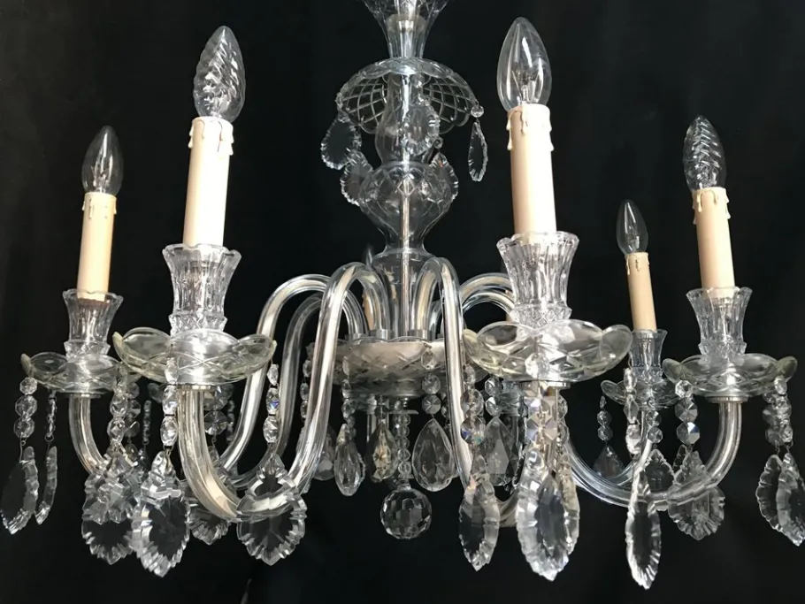 New Pamono Hand-Cut Crystal Chandelier, 1950s