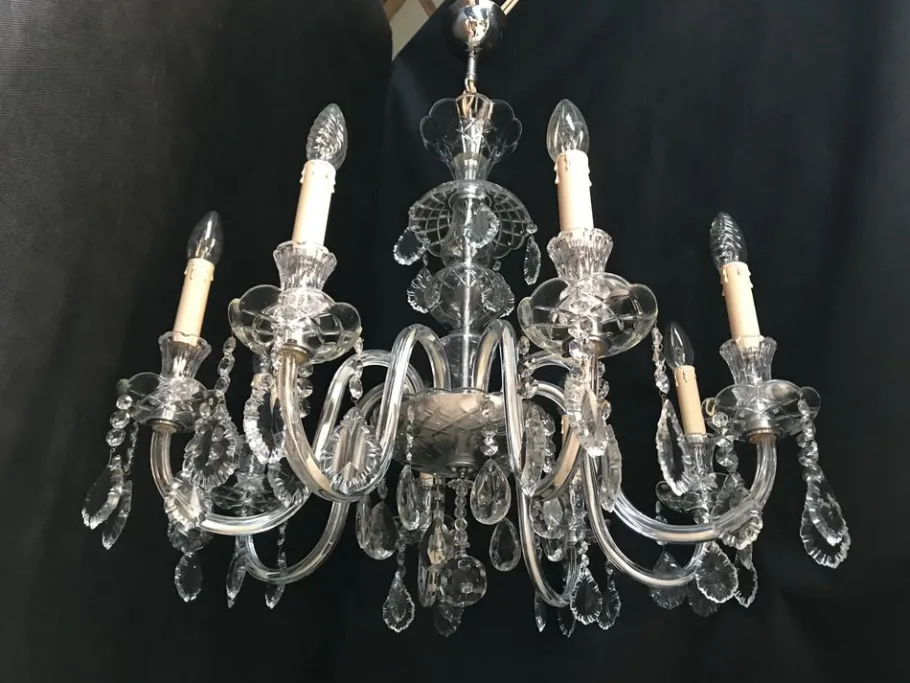 New Pamono Hand-Cut Crystal Chandelier, 1950s
