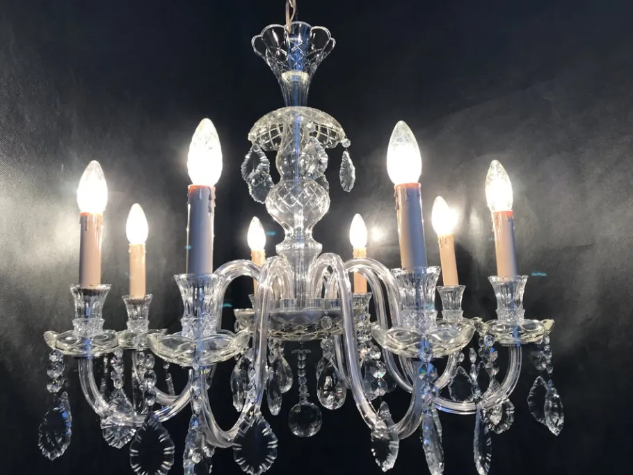 New Pamono Hand-Cut Crystal Chandelier, 1950s