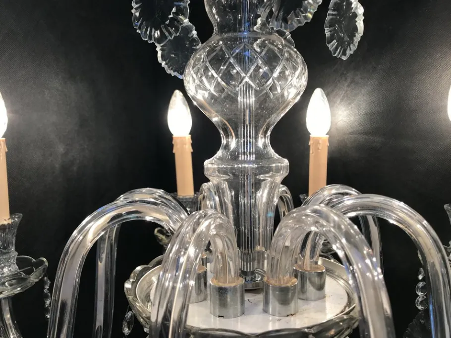 New Pamono Hand-Cut Crystal Chandelier, 1950s